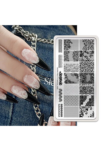 Choice N05 BORN PRETTY Classic Plaid French Nail Stamping Plates Easy Design ...