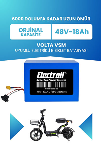 ELECTROLL Volta Vsm Batarya 48v 18 Ah Lifepo4 (ELEKTRİKLİ BİSİKLET IÇİN AKÜ)