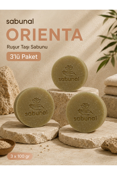 sabunal Orienta Rushur Stone Soap 3 Pcs - Natural Daily Care Soap for Exfolia...