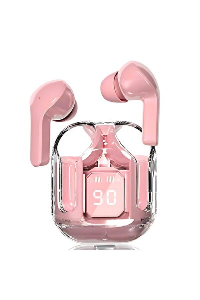 Choice Pink True Wireless Bluetooth Headset Transparent Design with LED Digit...
