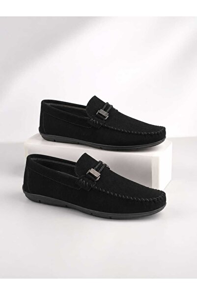 oktay kundura حذاء رجالي صيفي من الجلد من نوع buckle suede ballerina tkn019