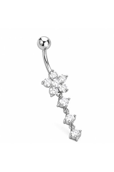 Nevara Fashionable and Shiny Silver Zirconia Rose Flower Dangle Earrings for ...
