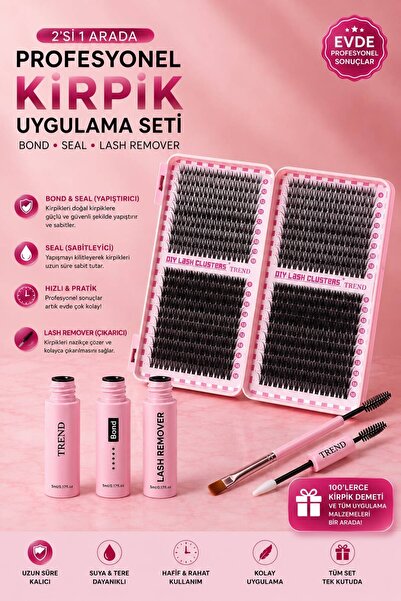 QesQin İpek Kirpik Seti Profesyonel Takma Kirpik Uygulama Seti/Yapıştırıcı, S...