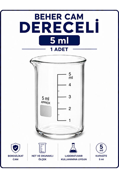 Labolist Beher Cam Dereceli 5 ml 1 Adet