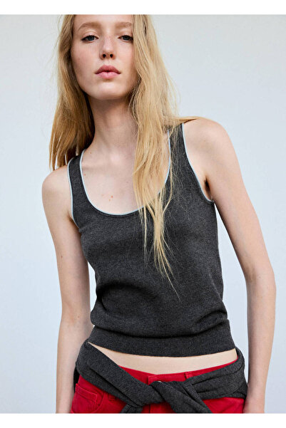 MANGO Woman Top with contrast ribbing
