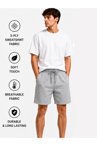 Boi Unisex Relaxed Fit Summer Short Shorts- Women Men Black and Grey Loose Fi...