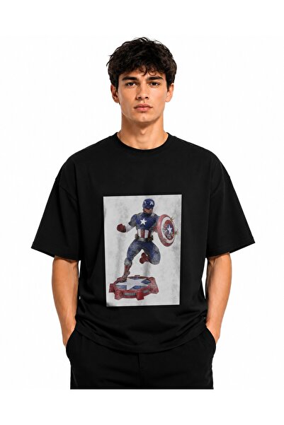 Inscriptie Tricou Unisex Bumbac Premium Casual " Captain America - statue dia...