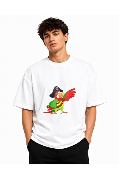 Inscriptie Tricou Unisex Bumbac Premium Casual " Papagal pirat fericit "