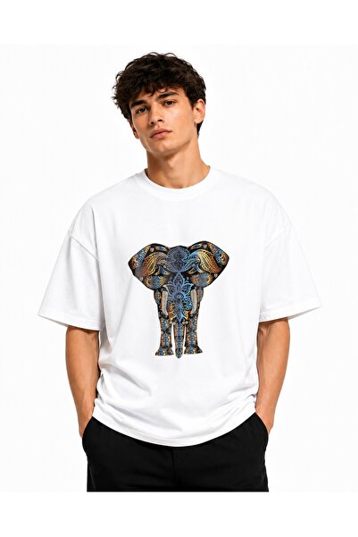 Inscriptie Tricou Unisex Bumbac Premium Casual " Elefant cu flori "