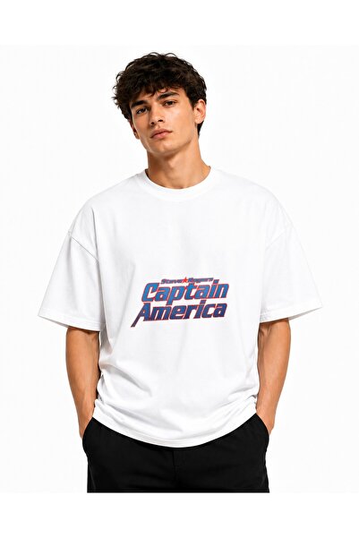 Inscriptie Tricou Unisex Bumbac Premium Casual " Captain America - In letters "