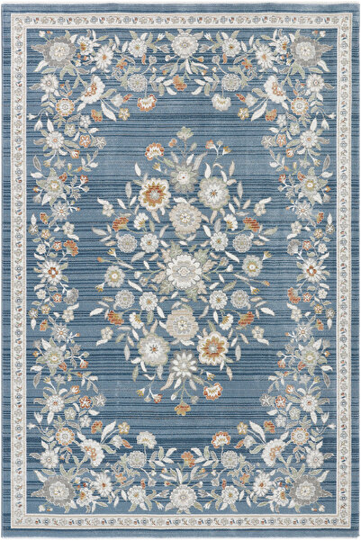 Cool Halı Floor Mavi Çiçek Desenli Vintage Salon Oturma Odası Mutfak Balkon D...