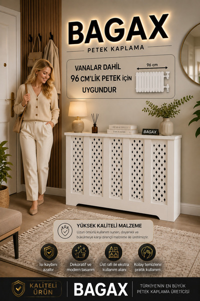 BAGAX Sümela Model, Beyaz Renk,iç Ölçü 96 Cm Dış Ölçü 100 Cm Petek Kaplama, D...