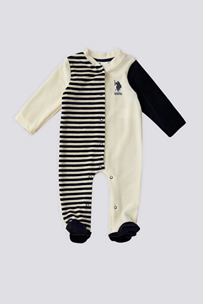 U.S. Polo Assn. قاعدة. بذلة أطفال مخططة من Polo Assn Ecru