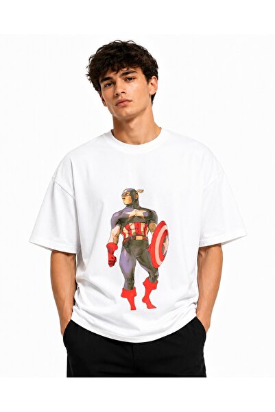 Inscriptie Tricou Unisex Bumbac Premium Casual " Captain America - focus "