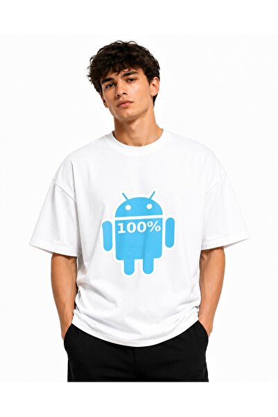 Inscriptie Tricou Unisex Bumbac Premium Casual " Android blue "