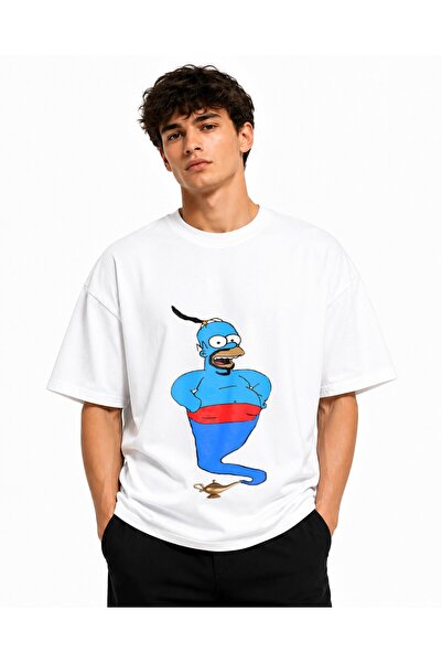 Inscriptie Tricou Unisex Bumbac Premium Casual " Homer Simpson Genie "