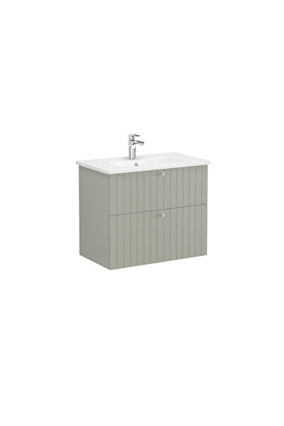 VitrA Root Groove 69442 Lavabo Dolabı, İki Çekmeceli, Mat Retro Yeşil