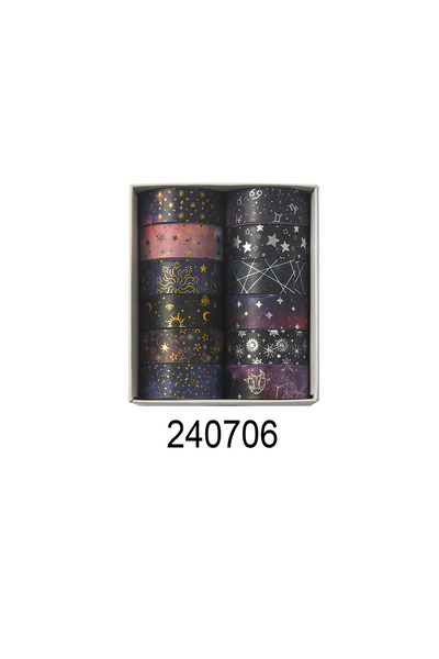 Choice مجموعة شريط واشي بتصميم السماء المرصعة بالنجوم SDRT240706، 12 لفة، بطو...
