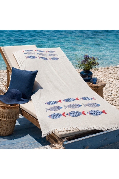 ŞENER HOME Muslin Peshtemal Printed 100% Cotton Beach Towel