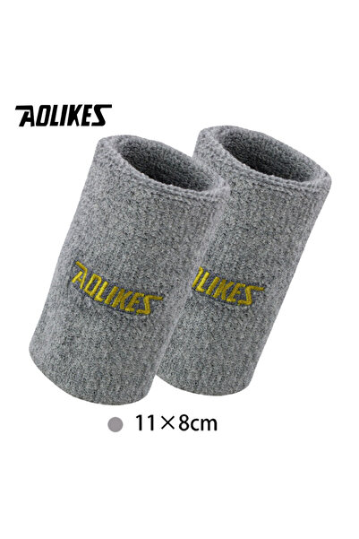 Aolikes 11cm--Gray Wrist Sweatband Tennis Sport Wristband Volleyball Gym Wris...