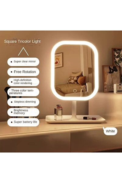 Choice White Rechargeable LED Vanity Mirror 3 Colors Dimmable Lights Touch Co...