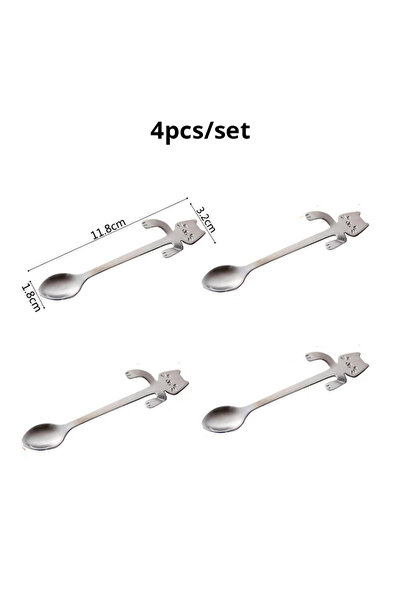 Choice 4pcs silvery 4pcs/set Stainless Steel Mini Cat Kitten Design Stainless...