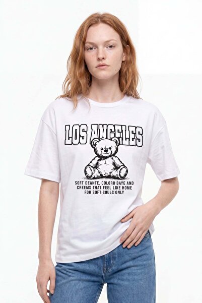 HAKKE Los Angeles Teddy Printed Oversize T-Shirt