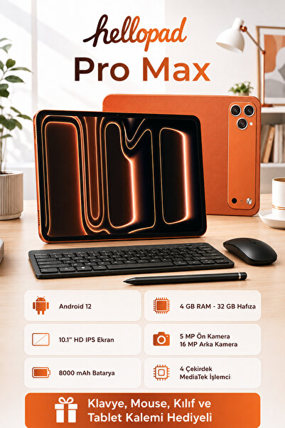 SEYUTECH Hellopad Pro Max 4GB/32GB 10.1" 1280*800 HD Ekran 8000mAh Tablet Kla...