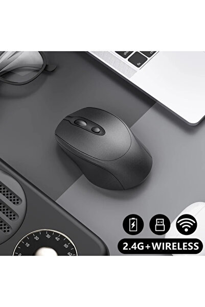 Choice1 Bundle 1 Black Rechargeable Wireless Computer Mouse 2.4G Bluetooth-Co...