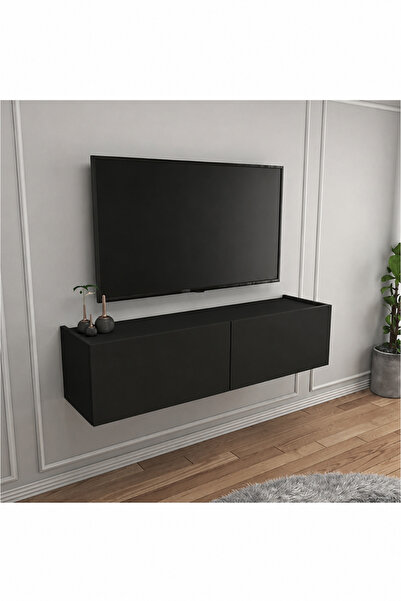 Egecan Mobilya Siyah 100 Cm Tv Ünitesi Tv Sehpası Duvar Rafı Kitaplık