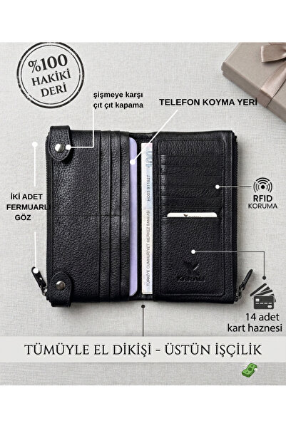 HSR Premium 100% Genuine Leather Hand Portfolio Bag 14 Card Compartments 2 Zi...