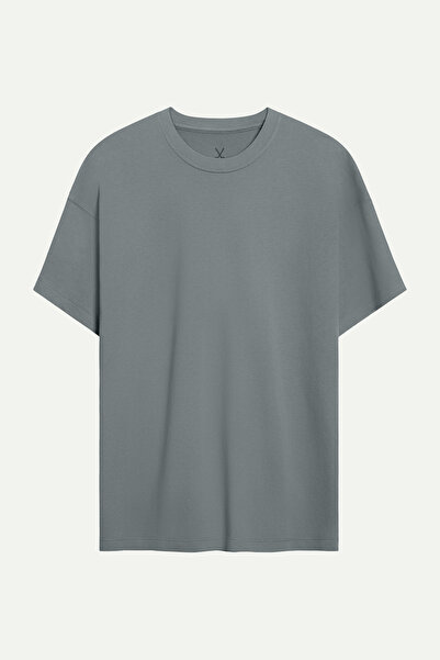 KAFT Siva muška oversize / opuštena osnovna majica - 100% pamuk | (Opušteno -...