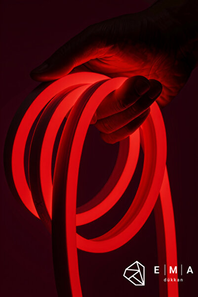 Ema Dükkan 3 Metre 12V Neon Led Şerit Işık Kırmızı Neon Led Prize Tak Çalıştı...