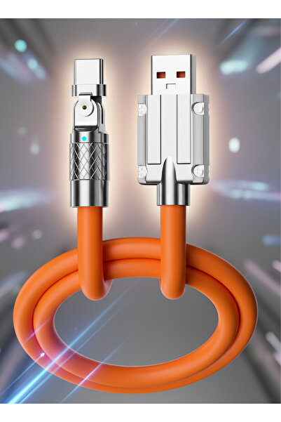 Yallabena كابل USB إلى Type-C للشحن السريع بقوة 120 واط - 180 °   تصميم بزاوي...