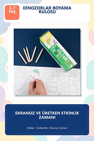 kidmosfer Boyama Rulosu - Dinozorlar Aktivite, Etkinlik Kitabı - Çocuklar Içi...
