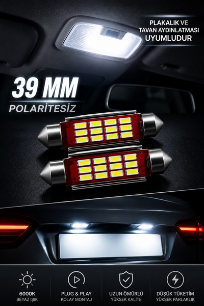 Monreal 39 mm Sofit Beyaz Led Ampul Tavan Plaka İçi 2'li Set
