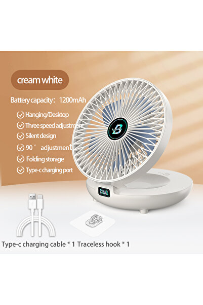 Choice1 مروحة مكتبية صغيرة قابلة للشحن عبر USB - بيضاء اللون بثلاث سرعات قابل...