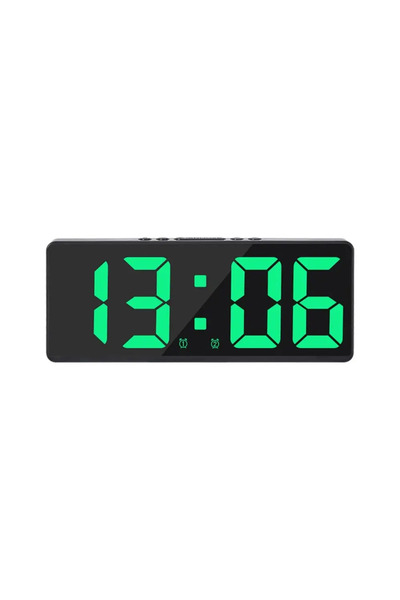 choice2 green Creative Number Clock Color Nightlight Temperature Calendar Ala...