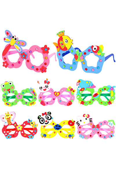 Choice 8 Pcs Random Children Kids DIY Eyeglasses Cute Cartoon Animal Eva Art ...