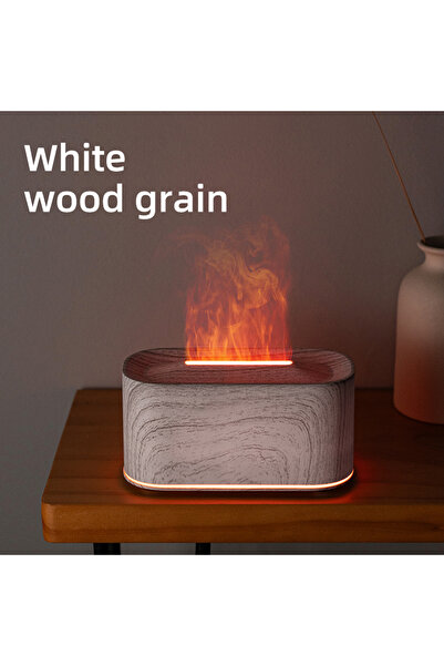 Choice1 White wood grain Essential Oil Diffuser,Flame Colorful Water Vapor Fi...