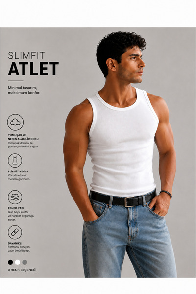 Livik Slimfit Halter Neck Ribbed Men's Athlete Undershirt Flexible Fabric Str...