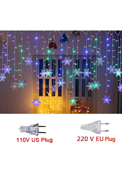 Choice EU Plug 220V Multicolor 3.2M Christmas Snowflakes LED String Lights Fl...