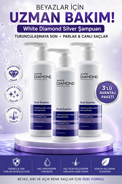 WHİTE DİAMOND Turunculaşma karşıtı Nötrelize edici beyaz saçlar için silver m...