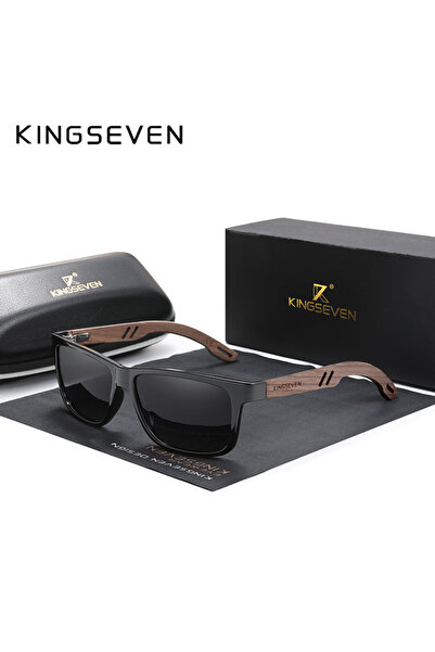 Choice نظارات شمسية KINGSEVEN أصلية سوداء رمادية 100% مستقطبة للرجال من الخشب...