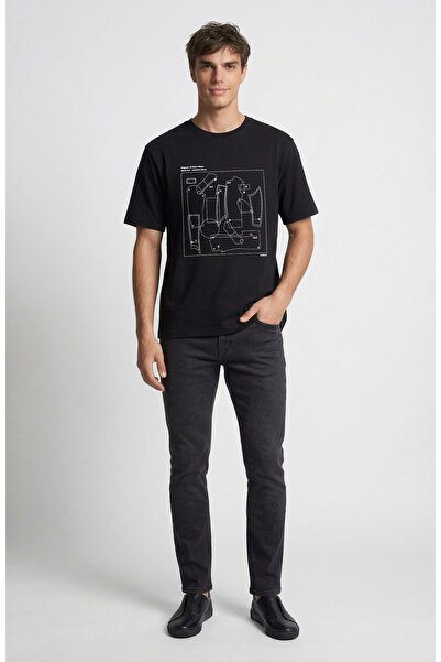 Network Siyah Baskılı T-shirt