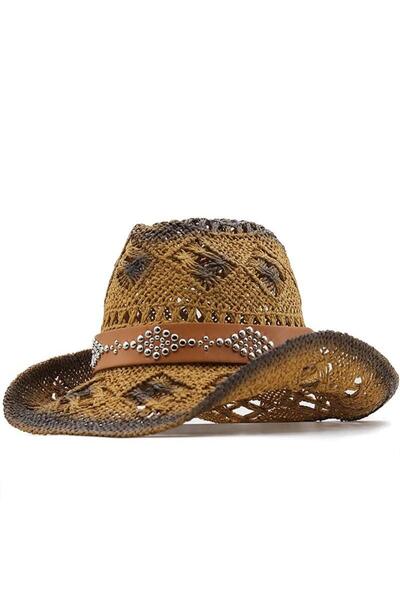 Pursehuit Pălărie de damă, maro, de vară, stil cowboy, Falka