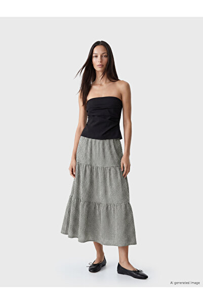 LC Waikiki Original Elastic Waist Plaid Layered Skirt