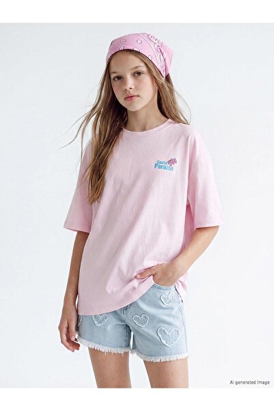 LC Waikiki Loose Fit Printed Girls' T-Shirt (S6)