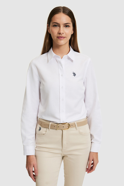 U.S. Polo Assn. Women's White Long Sleeve Basic Shirt 50324791-Vr013