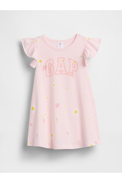 GAP Kız Bebek Pembe Logo Elbise